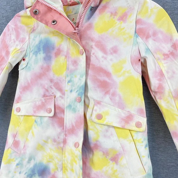 Urban Republic Girls Tie Dye Rain Jacket Hooded Pink Yellow Blue Size 3T - Picture 3 of 8